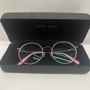 Elton John Baroque 50-1 Pink Gold Eyeglass‎ Round Frames W Case 50-18-140